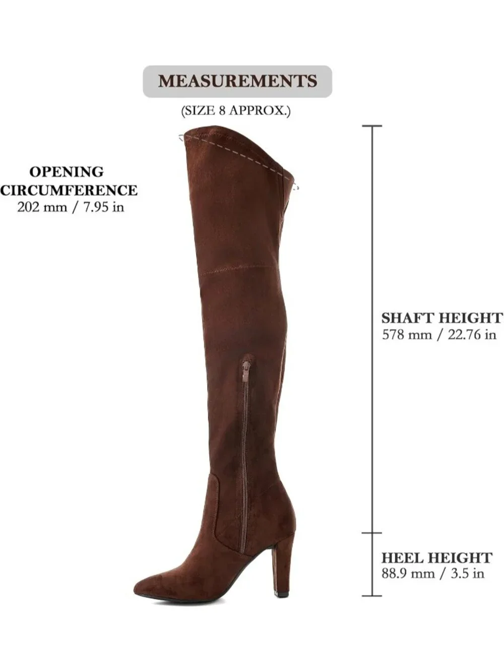 Women's Chocolate Brown Stretch Suede Chunky Heel Over The Knee Thigh High Boots